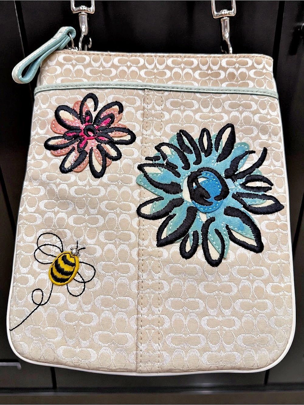 Limited Edition 2006 Coach Signature Jacquard Bumblebee Swingpack Crossbody Bag